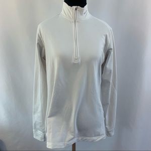 Nike Fit Dry Shirt Fleece Lined 1/4 Zip Top Long Sleeve White Girls Size XL